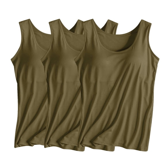 GigrtiJin Oversized Multipack Wireless Pajama Tank Tops for Women Solid Color Crew Neck Sleeveless Basic Casual Sleeping Shirt 3 Pack