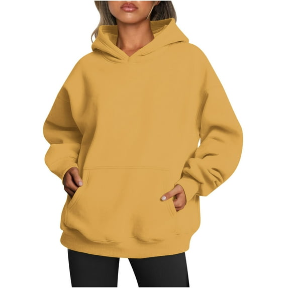 GigrtiJin Oversized Pullover Hooded Sweatshirts for Womens Casual Long Sleeves Solid Color Comfy Hoodies with Pocket