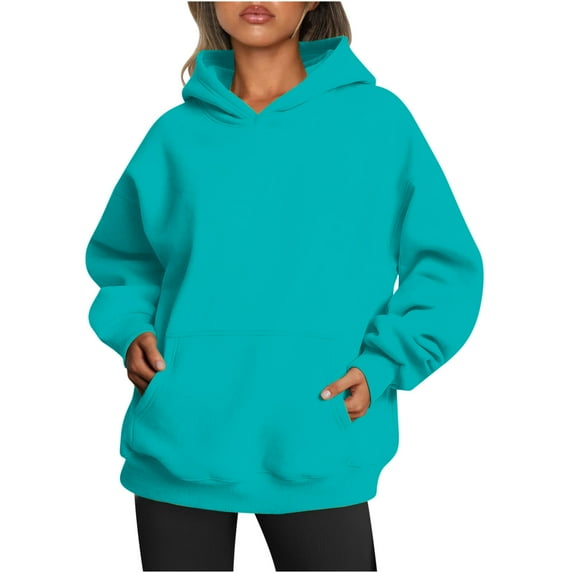 GigrtiJin Oversized Pullover Hooded Sweatshirts for Womens Casual Long Sleeves Solid Color Comfy Hoodies with Pocket