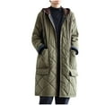 thumbnail image 1 of GigrtiJin Oversized Quilted Trench Coat for Women Solid Color Hooded Drawstring Button Down Long Sleeve Pocket Outcoat, 1 of 6