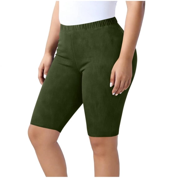 GigrtiJin Plus Size Athletic Shorts for Womens Summer Stretch Elastic Waisted Shorts Solid Color Yoga Legging Shorts