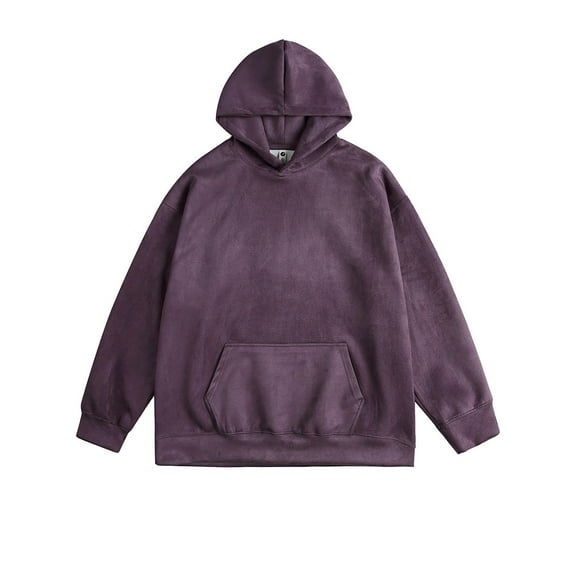 GigrtiJin Plus Size Casual Pullover Hoodies for Men Solid Color Hooded Long Sleeve Sweatshirt with Pocket Loose Thermal Fleece Tops