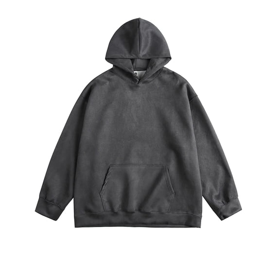 GigrtiJin Plus Size Casual Pullover Hoodies for Men Solid Color Hooded Long Sleeve Sweatshirt with Pocket Loose Thermal Fleece Tops