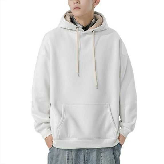 GigrtiJin Plus Size Fleece Hoodies for Men Solid Color Drawstring Long Sleeve Hooded Sweatshirt with Pocket Athletic Jogger Tops