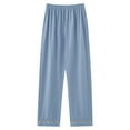 thumbnail image 1 of GigrtiJin Plus Size Knitting Cotton Sleeping Pants for Women Solid Color Elastic Waisted Straigt Leg Comfy Basic Pajama Pants, 1 of 2