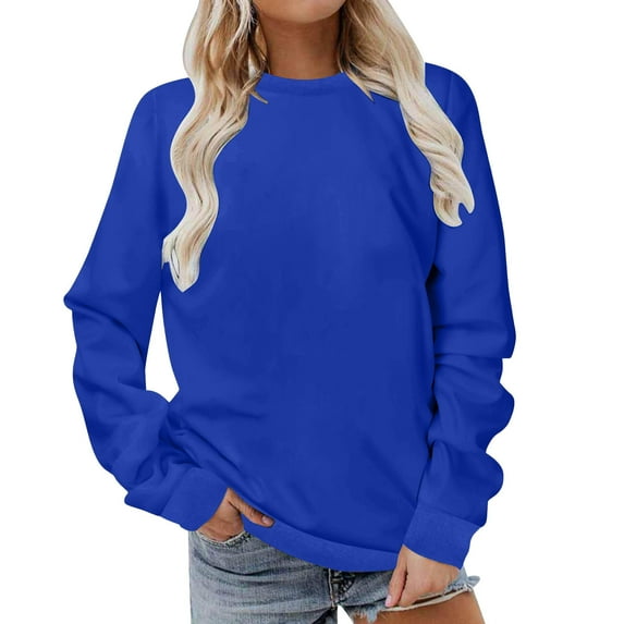 GigrtiJin Plus Size Sweatshirts for Women Long Sleeve Round Neck Solid Color Loose Blouse Comfy Casual Pullover Tops