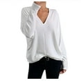 thumbnail image 1 of GigrtiJin Plus Size Tops for Women Long-Sleeved Casual V-Neck Pullover Top Solid Color Basic Loose Shirt Blouse, 1 of 6