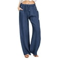 thumbnail image 1 of GigrtiJin Plus Size Wide Leg Drawstring Pants for Womens Casual Beach Elastic High Waist Trousers with Pockets, 1 of 5