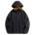 thumbnail image 1 of GigrtiJin Plus Size Windbreakers for Men Solid Color Hooded Zipper Multipocket Rain Jacket Waterproof Casual Raincoat, 1 of 6