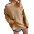 thumbnail image 1 of GigrtiJin Plus Size off Shoulder Knit Sweaters for Women Long Sleeve Pullover Sweater Tops Solid Color Casual Blouse, 1 of 4