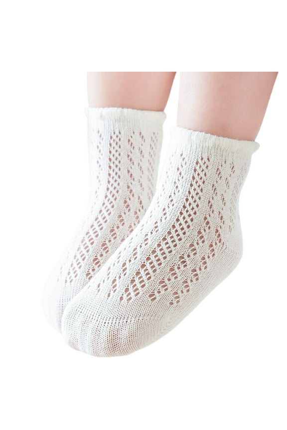Preemie Newborn Socks Solid Color Cotton Mid-Calf Socks Mesh Lace Breathable Socks 0-5 Years
