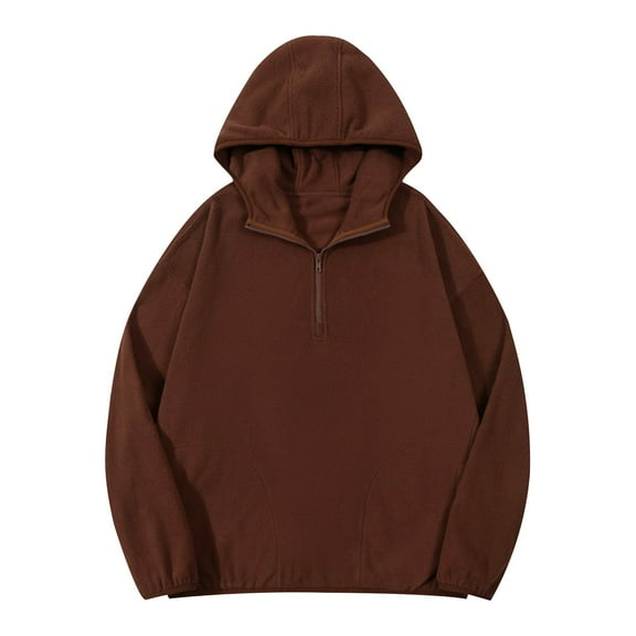 GigrtiJin Pullover Fleece Hoodies for Men Solid Color Hooded Half Zipper Long Sleeve Sweatshirt Fall Winter Classic Thermal Tunic