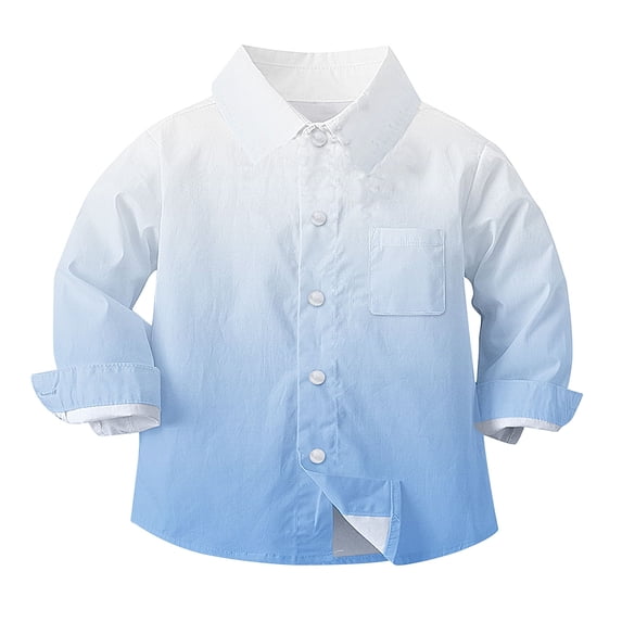 GigrtiJin Shirt for Newborn Baby Gradient Color Lapel Long Sleeve Button Blouse with Pocket Casul Trendy Tops 6 Month to 8 Years Old