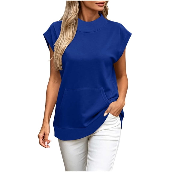 GigrtiJin Short Sleeve Sweatshirts for Womens Loose Casual Pullover Sweatshirts Round Neck Outdoor Sweatshirts with Pockets