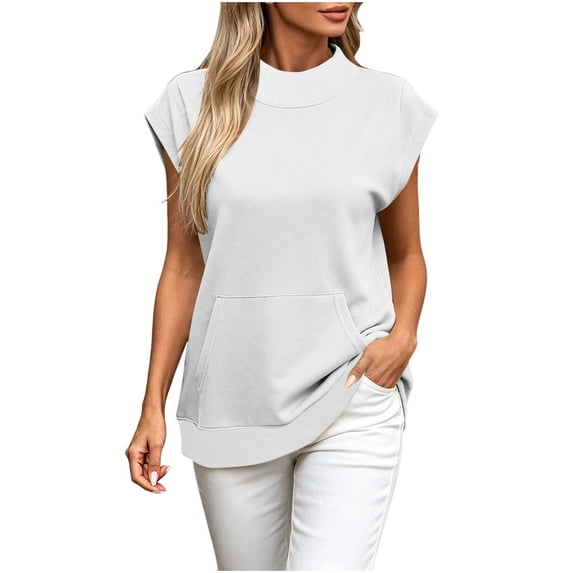 GigrtiJin Short Sleeve Sweatshirts for Womens Loose Casual Pullover Sweatshirts Round Neck Outdoor Sweatshirts with Pockets