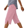 thumbnail image 1 of GigrtiJin Shorts for Womens Summer Casual Loose Straight Leg Shorts Solid Color Knee Length Shorts with Pockets, 1 of 5