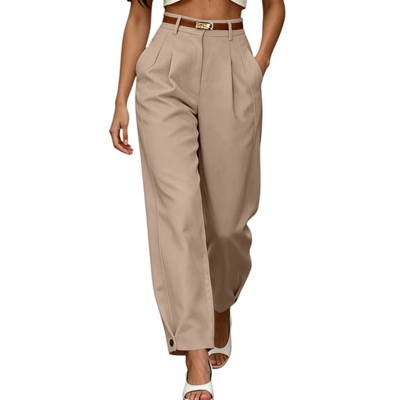 GigrtiJin Straight Leg Suit Pants for Womens Pleated High Waisted Pants Loose Dressy Casual Workwear Business Pants with Pockets
