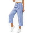 thumbnail image 1 of GigrtiJin Striped Capris Pants for Womens High Waisted Loose Cropped Pants Straight Leg Casual Beach Vacation Capris Pants with Pockets, 1 of 5
