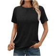 thumbnail image 1 of GigrtiJin Summer Tops for Women Crewneck Solid Color Casual Shirts Fashion Loose Comfy Going out Basic Blouse, 1 of 7