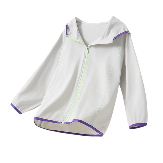GigrtiJin Sun Protection Shirts for Girls Long Sleeve Thin Hoodie Jackets Zip up Trendy Loose Biker Running Jacket 4T-16T