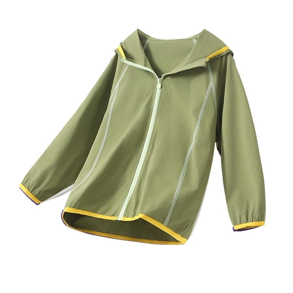 GigrtiJin Sun Protection Shirts for Girls Long Sleeve Thin Hoodie Jackets Zip up Trendy Loose Biker Running Jacket 4T-16T