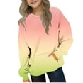 thumbnail image 1 of GigrtiJin Sweatshirt for Kids Gradient Color Round Neck Long Sleeve Pocket Blouse Shirt Loose Casual Tunic 2-12 Years, 1 of 6