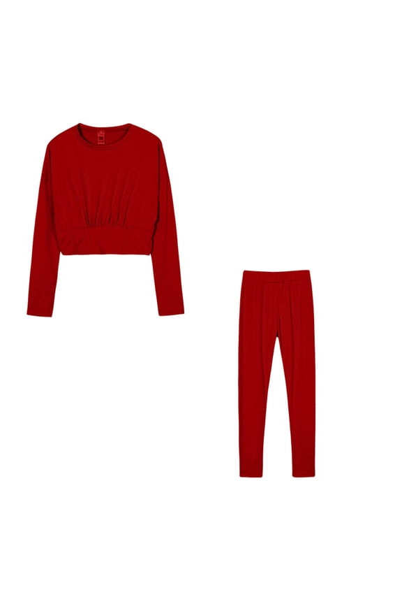 Sweatsuit for Women 2 Piece Outfits Pullover Crewneck Crop Sweatshirt and Elastic Waist Pants Matching Sets