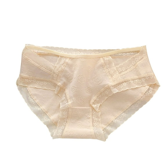 GigrtiJin Teenager Cotton Undrwear for Women Lace Mid Waisted Wide Crotch Seamless Panties Cute Sweatproof Underpants