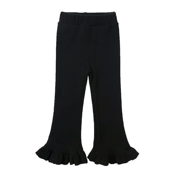 GigrtiJin Toddler Baby Girl Pants Ribbed Bell Bottom Flare Pants Ruffle Elastic Waist Solid Color Leggings Trousers