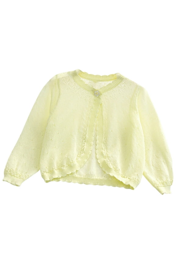 Toddler Baby Girls Cardigan Coat Long Sleeve Ruffle Sweater Button Closure Sweater Coat Casual Soft Kid Jacket