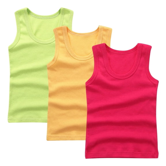 GigrtiJin Toddler Children Multipack Cotton Vest Solid Color Sleeveless Crew Neck Sport Tank Tops Sweatproof Comfy Blouse 3 Piece