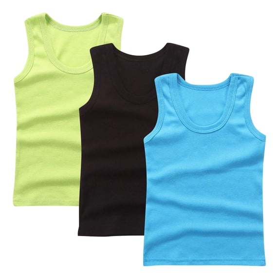 GigrtiJin Toddler Children Multipack Cotton Vest Solid Color Sleeveless Crew Neck Sport Tank Tops Sweatproof Comfy Blouse 3 Piece