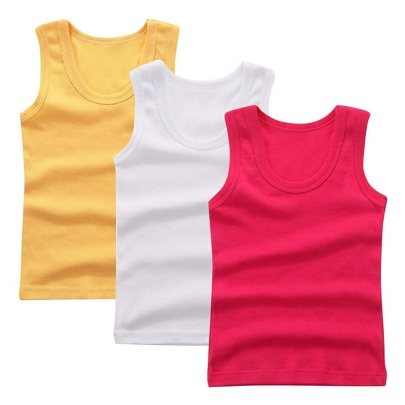 GigrtiJin Toddler Children Multipack Cotton Vest Solid Color Sleeveless Crew Neck Sport Tank Tops Sweatproof Comfy Blouse 3 Piece
