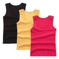 thumbnail image 1 of GigrtiJin Toddler Children Multipack Cotton Vest Solid Color Sleeveless Crew Neck Sport Tank Tops Sweatproof Comfy Blouse 3 Piece, 1 of 3