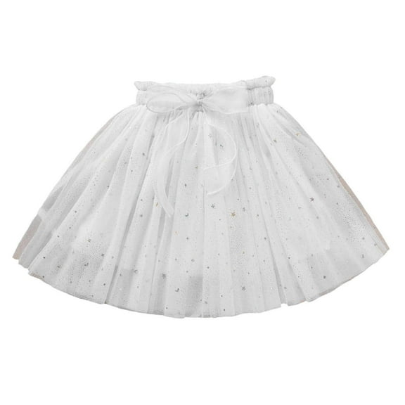 GigrtiJin Toddler Girls Kids Skirt Sparkly Mesh Lace Elastic Waisted Pleated Skirt with Bow Cute Versatile Puffy Skirt