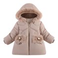 thumbnail image 1 of GigrtiJin Toddler Girls Winter Plush Hooded Jacket Windproof Snowsuit Outwear Warm Cotton Puffer Jackets Coats, 1 of 3
