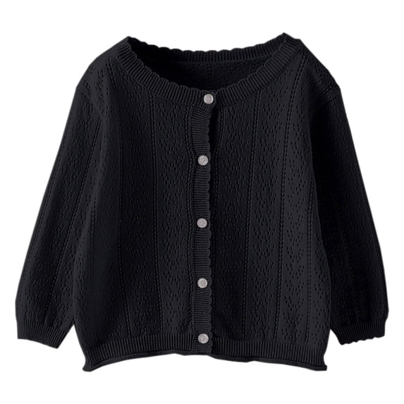 GigrtiJin Toddler Kids Baby Girls Hollow out Coat Solid Color Long Sleeved Thin Button Fashion Cute Cardigan Coat