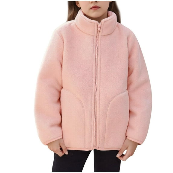 GigrtiJin Toddler Kids Base Jacket Solid Color Stand Collar Long Sleeve Zipper Outwear for Children Casual Thermal Tops 1-15 Years