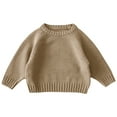 thumbnail image 1 of GigrtiJin Toddler Kids Sweater Baby Boys Girls Long Sleeved Warm Round Neck Sweater Solid Color Cute Sweater Top, 1 of 4