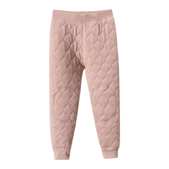 GigrtiJin Toddler Kids Teens Cotton Leggings Solid Color Mid Waist Quilted Casual Pants Fall Winter Thermal Pants 4-16 Years