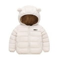 thumbnail image 1 of GigrtiJin Toddler Little Kids Down Jacket Solid Color Fleece Bear Hooded Long Sleeve Zipper Pocket Fleece Warm Cute Outwear 2-8 Years, 1 of 5