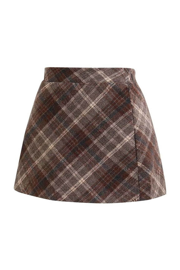 Toddler Teens Girls' Skirt Plaid Printed High Waisted School Skirt Fall Winter Preppy Thermal Skirt 3-15 Years