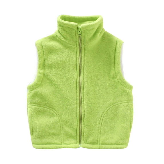GigrtiJin Toddler's Fleece Vest Solid Color Stand Collar Sleeveless Zip Up Gilets with Pocket Fall Winter Casual Thermal Blouse