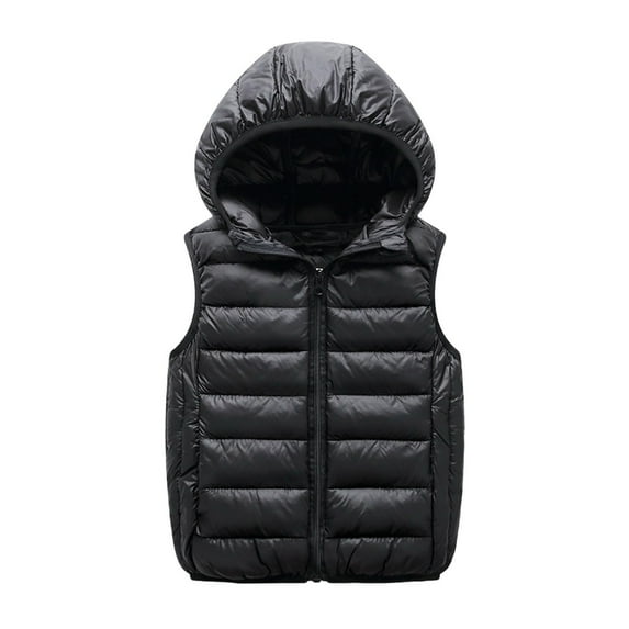 GigrtiJin Toddler's Puffer Vest Solid Color Sleeveless Zipper Waistcoat with Hood Cute Thermal Daily Jacket for Children