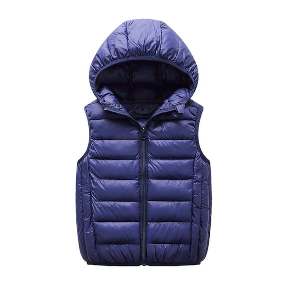 GigrtiJin Toddler's Puffer Vest Solid Color Sleeveless Zipper Waistcoat with Hood Cute Thermal Daily Jacket for Children