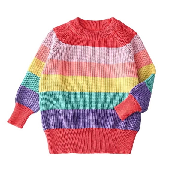 GigrtiJin Toddler's Sweater Patchwork Striped Printed Crew Neck Long Sleeve Blouse Casual Loose Winter Warm Tops