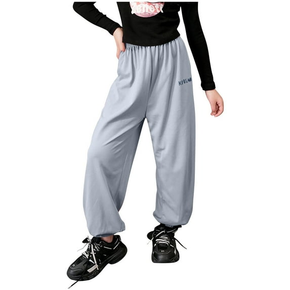 GigrtiJin Toddler's Sweatpants Solid Color Elastic Waisted Bottom Cinch Cotton Runing Sport Pants for Children 3-14 Years