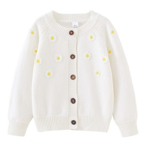 GigrtiJin Toddlers Baby Girls Cotton Cardigan Sweater Infant Kids Knitted Button down Jacket Casual Comfy Loose Coat