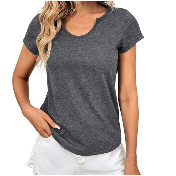 GigrtiJin Tops Tee for Women to Wear with Leggings Short Sleeve Crew Neck Solid Color Sweatshirt Blouse
