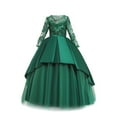 thumbnail image 1 of GigrtiJin Tulle Dress for Girls Solid Color Crew Neck Long Sleeve Floral Printed Hollow Lace Maxi Dress Banquet Vintage Princess Dress, 1 of 7